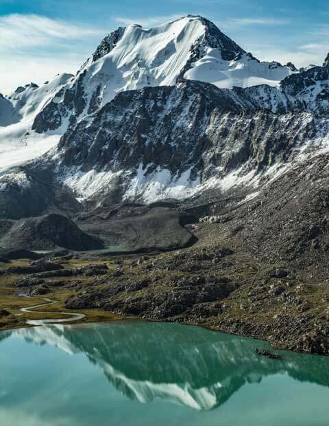 Glacier lake Ala kul. Elevation 3800 m.