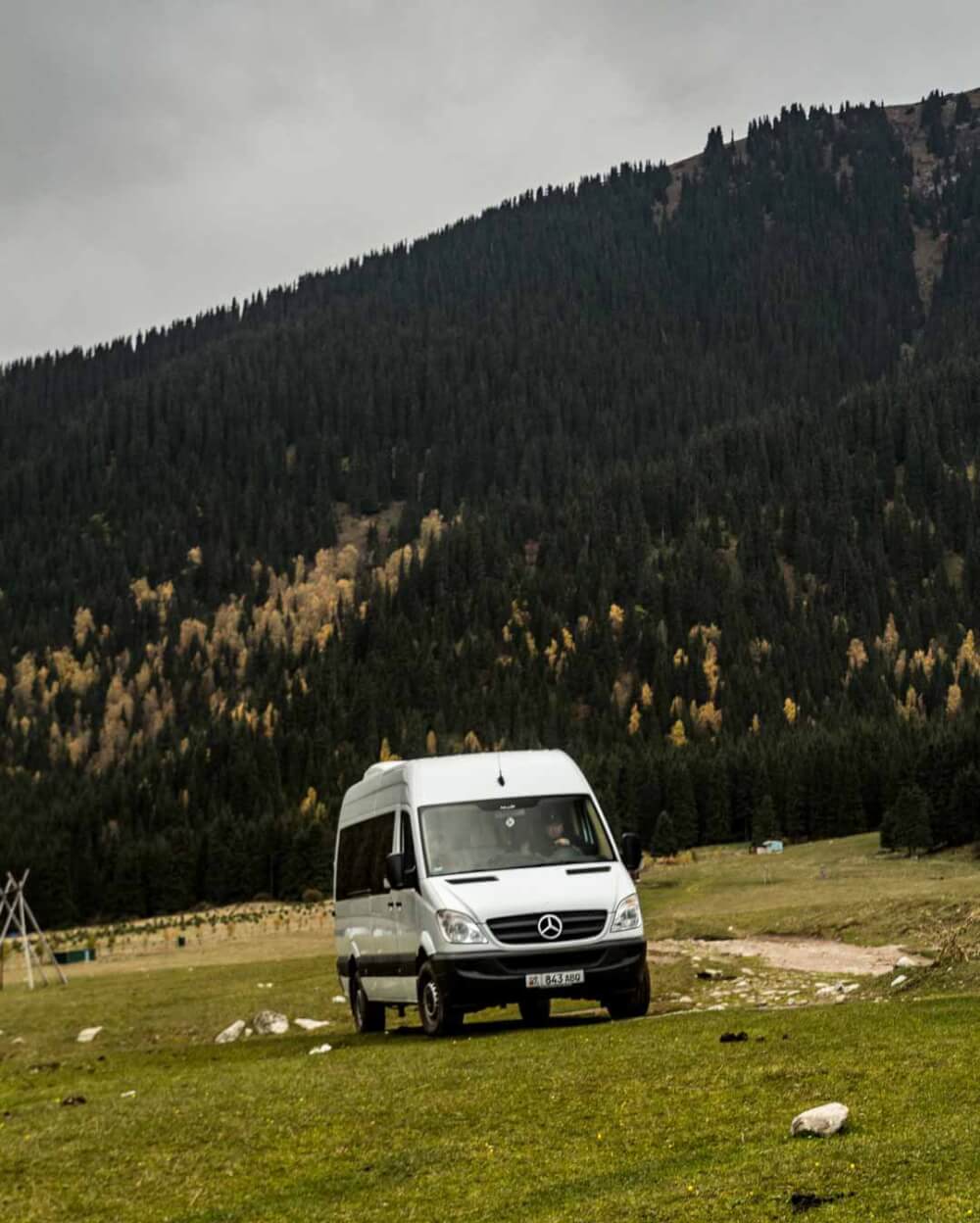 Mini buses are the best transport to travel in Kyrgyztsan for big groups.
