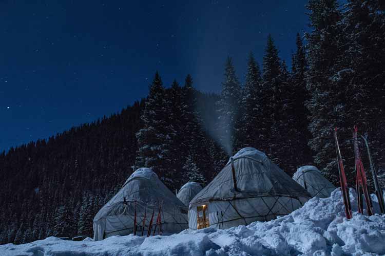 Yurts.Winter tour to Kyrgyzstan